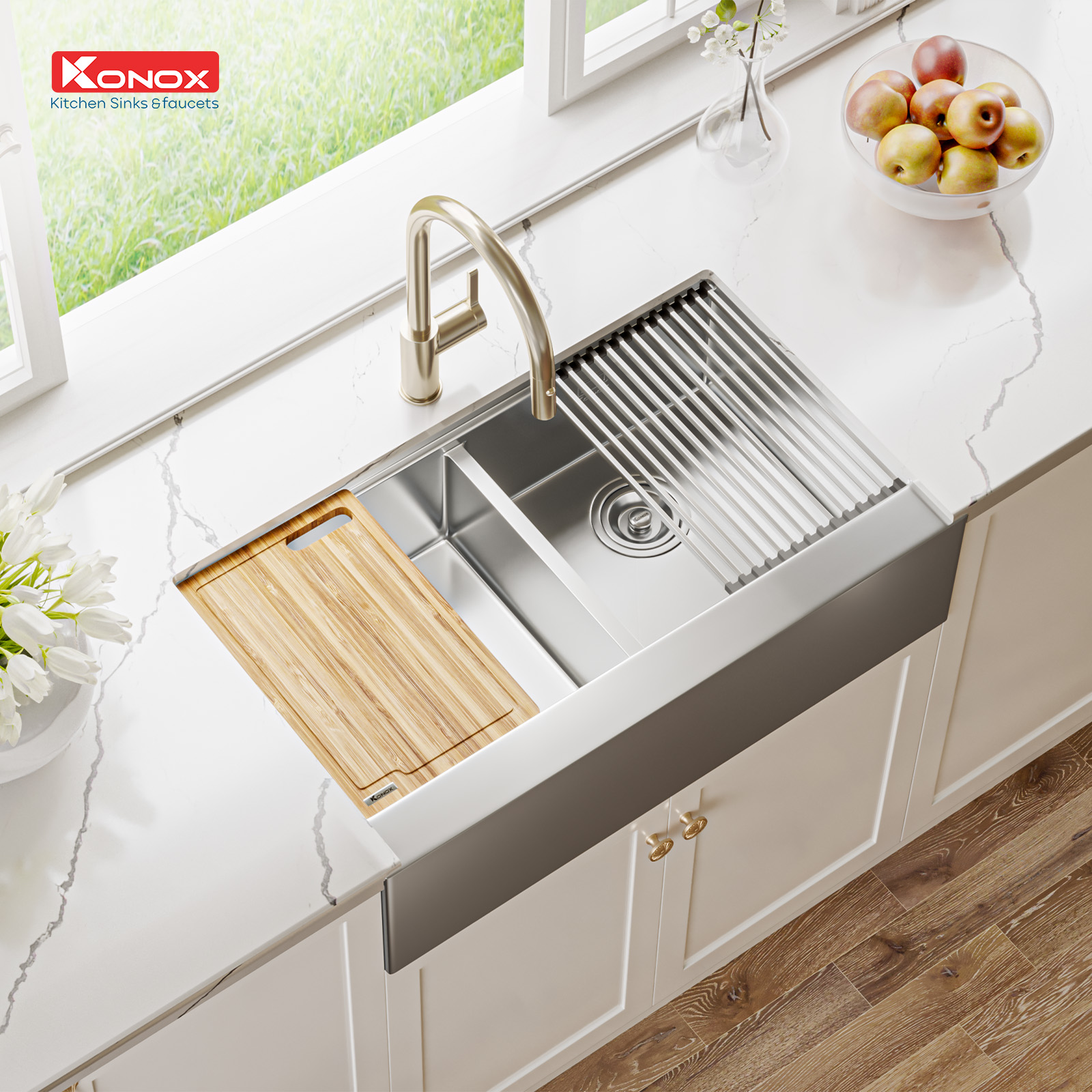 Chậu rửa bát Workstation Sink – Apron Sink KN8751DA Retta - ảnh 4