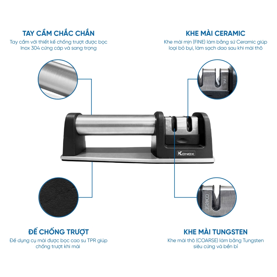 Dụng cụ mài dao 2 khe Konox Knife Sharpener - ảnh 4