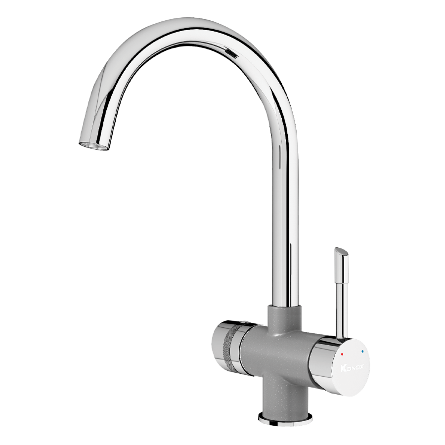 Vòi rửa bát ba đường nước Konox Trim-Water Grey (nóng lạnh + RO)