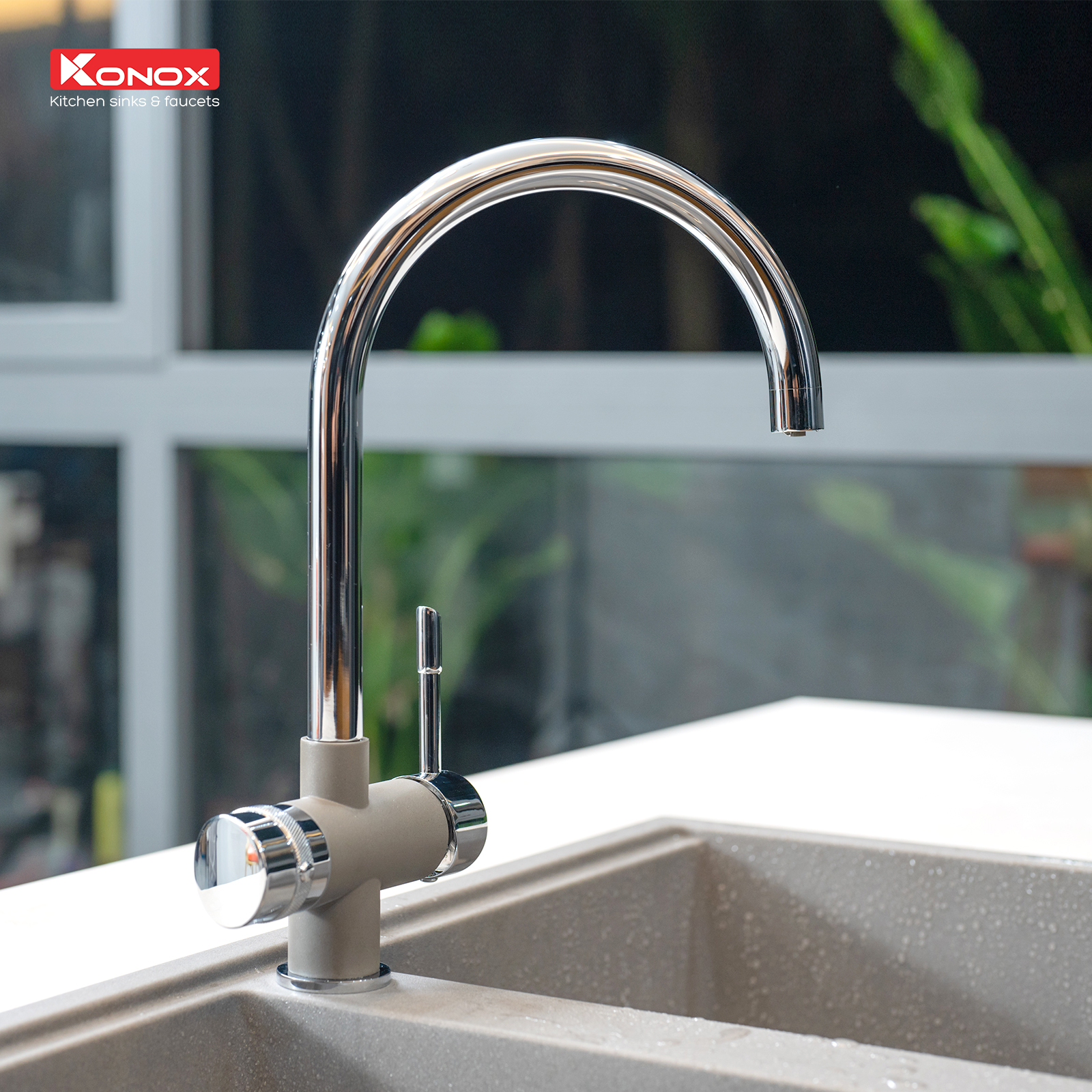 Vòi rửa bát ba đường nước Trim-Water Grey - ảnh 4