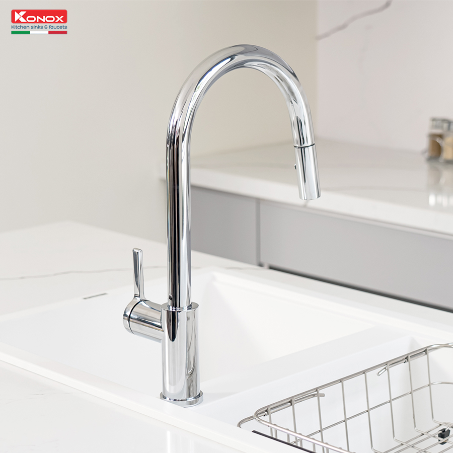 Vòi rửa bát dây rút Alto Chrome - ảnh 4
