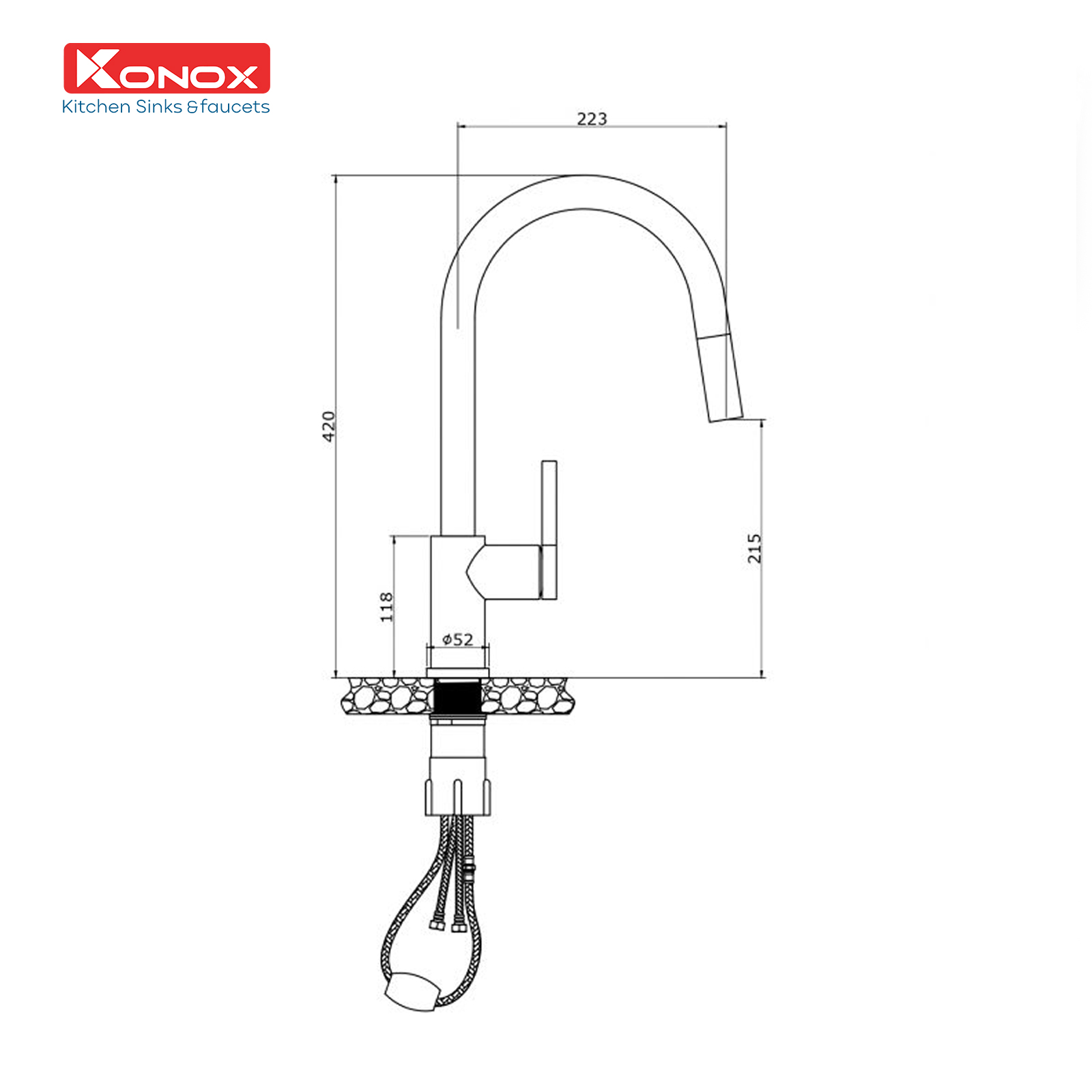 Vòi rửa bát dây rút Alto Nickel - ảnh 2