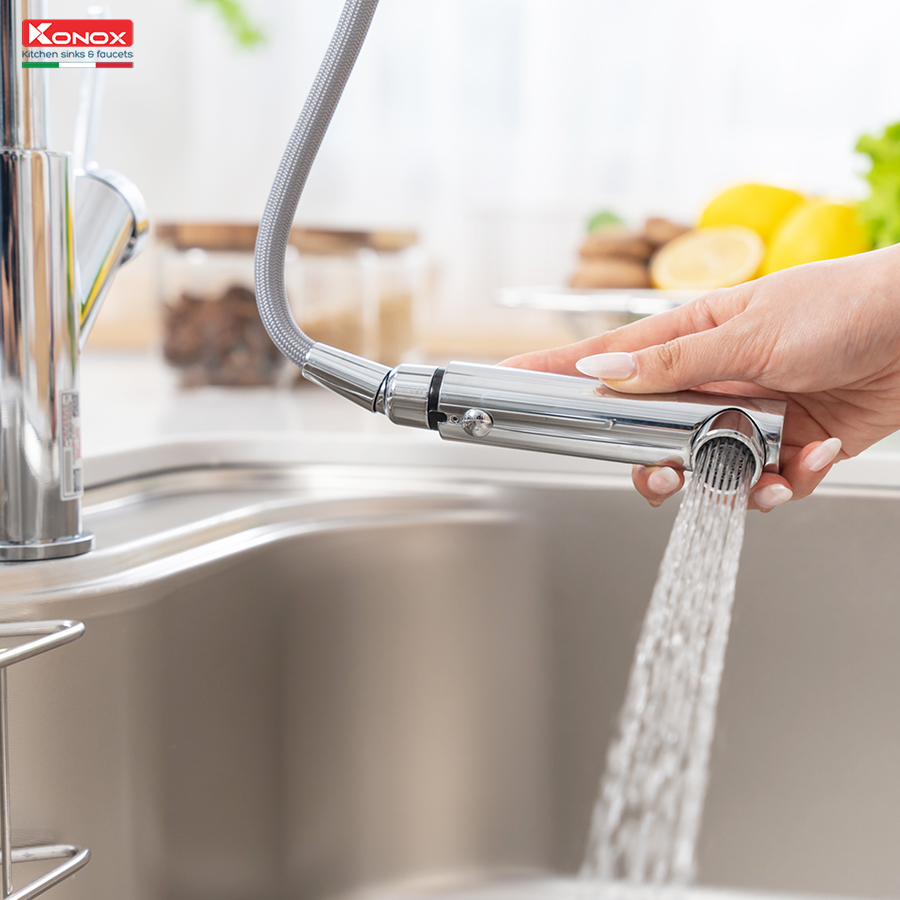 Vòi rửa bát dây rút Artan Chrome - ảnh 5