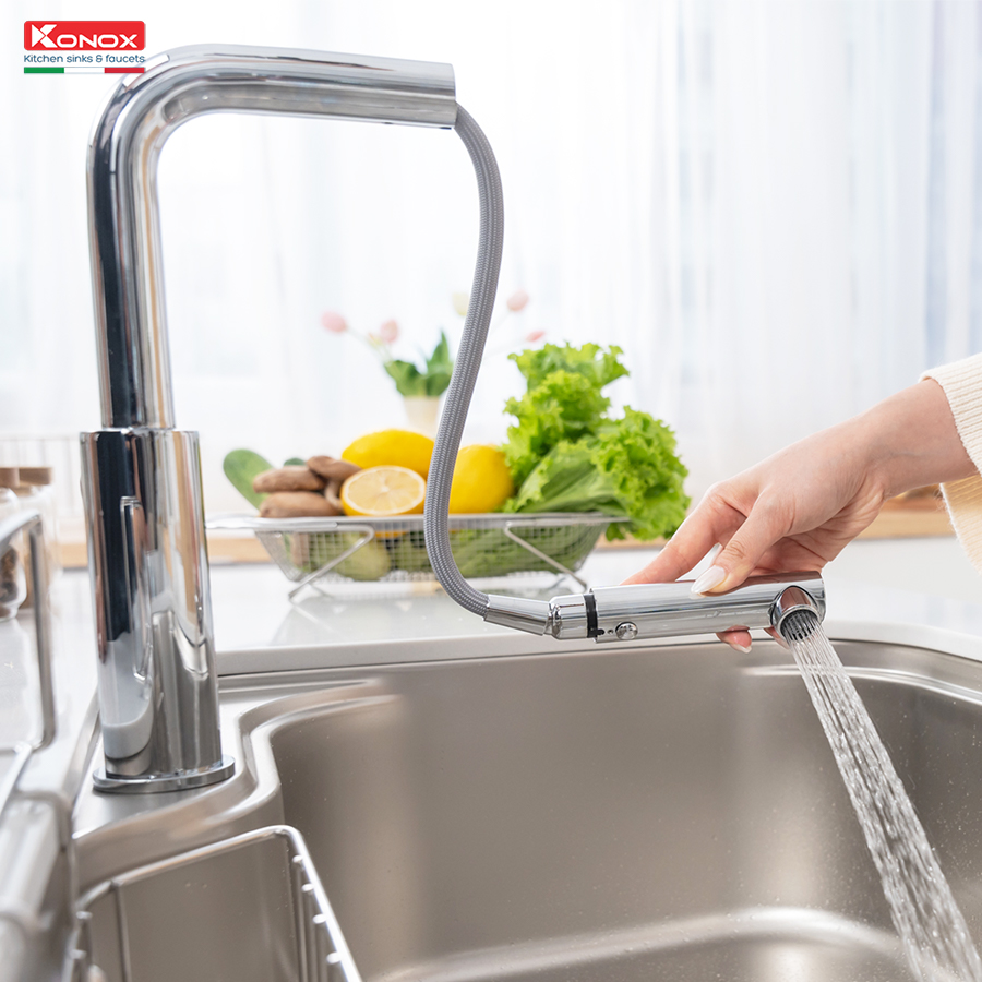 Vòi rửa bát dây rút Artan Chrome - ảnh 6