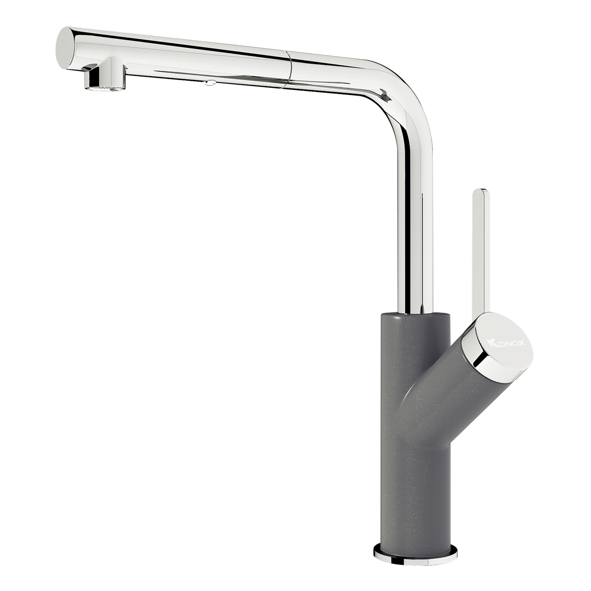 Vòi rửa bát dây rút Konox Artan Grey – vân đá xám tối giản
