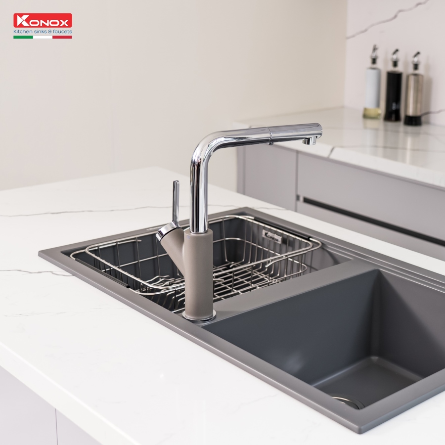 Vòi rửa bát dây rút Artan Grey - ảnh 2