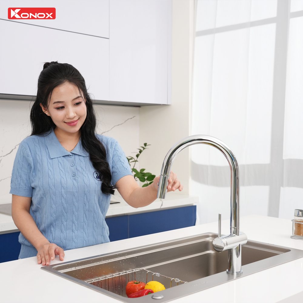 Vòi rửa bát dây rút Comfor Chrome - ảnh 8
