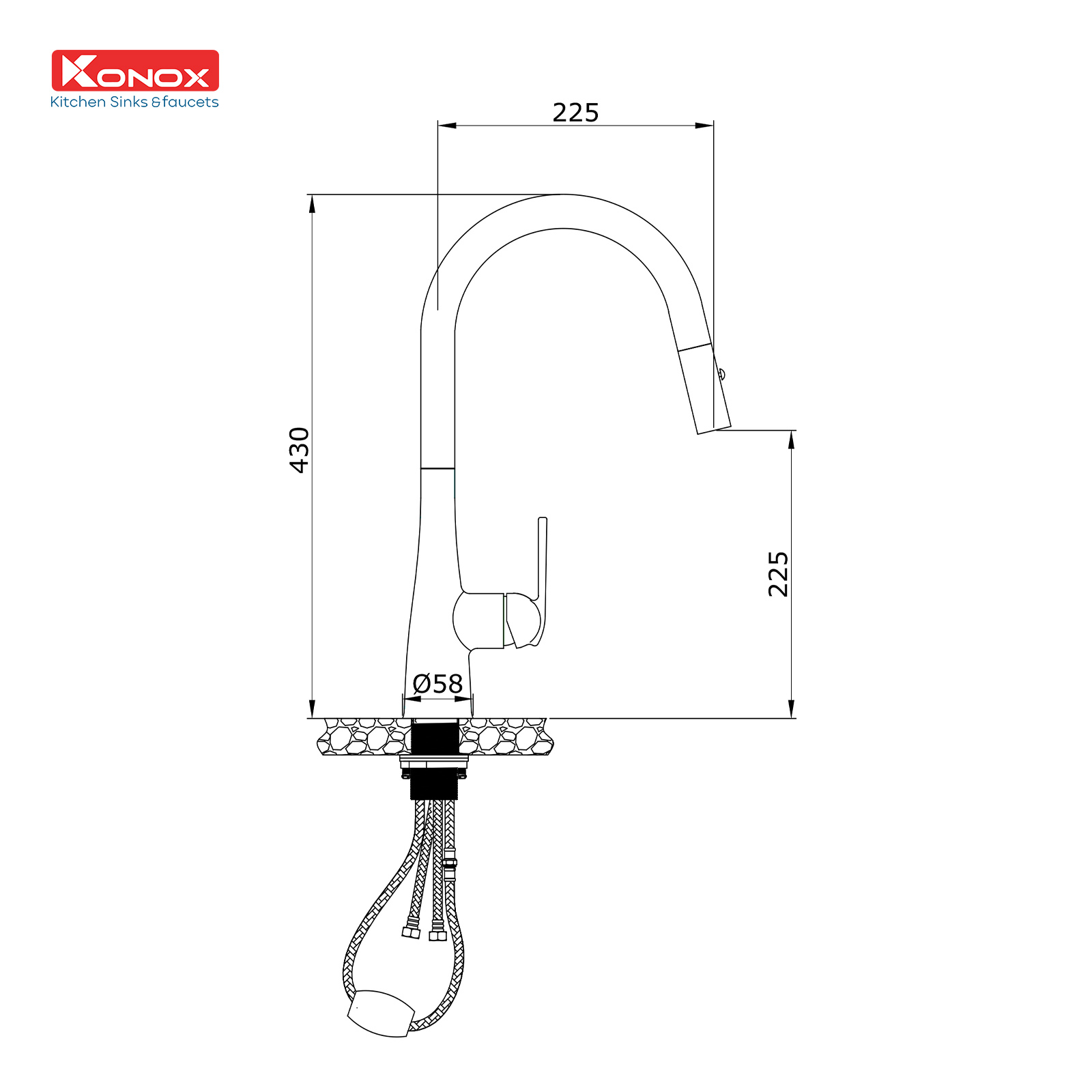 Vòi rửa bát dây rút Curva Black - ảnh 2