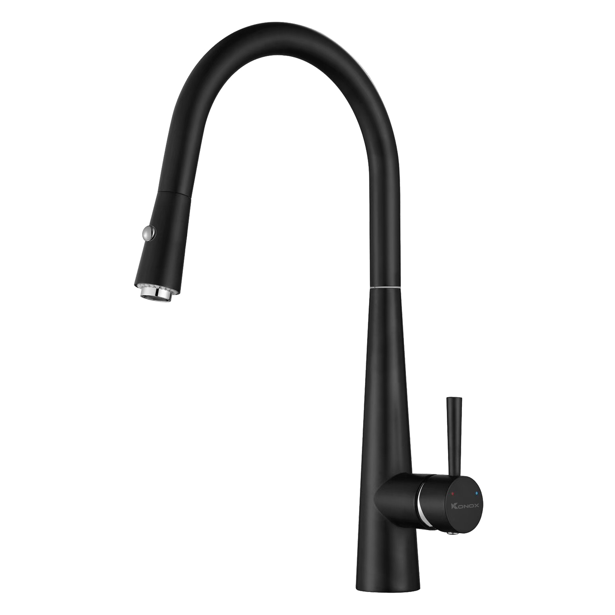 Vòi rửa bát dây rút Konox KN1901B – PVD Black tối giản