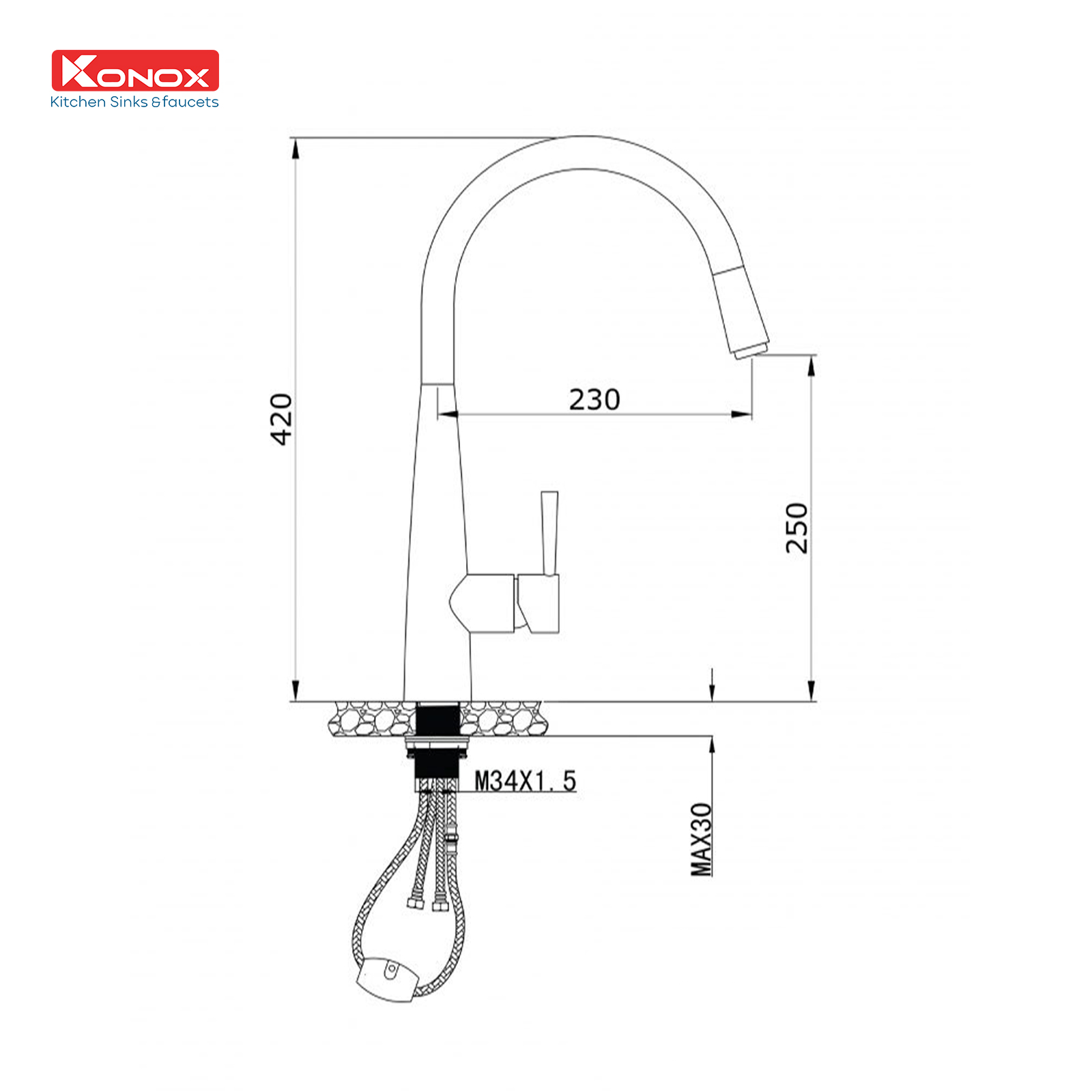 Vòi rửa bát dây rút KN1901C - ảnh 2