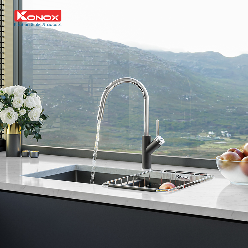 Vòi rửa bát dây rút Ponte Black - ảnh 4