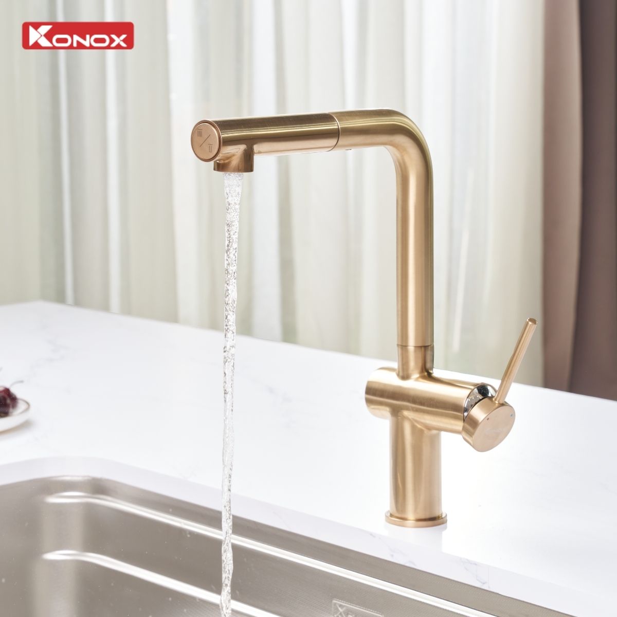 Vòi rửa bát dây rút Stream Smart Champagne - ảnh 4
