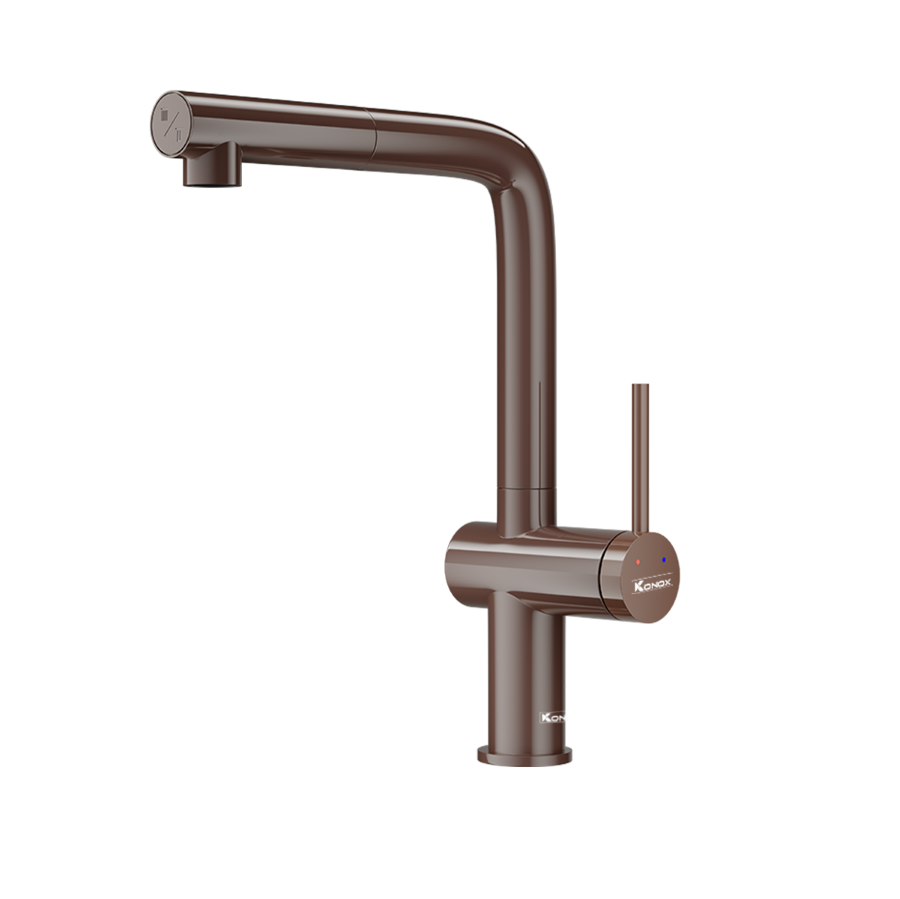 Vòi rửa bát dây rút Konox Stream Smart Choco – nâu cà phê trầm ấm