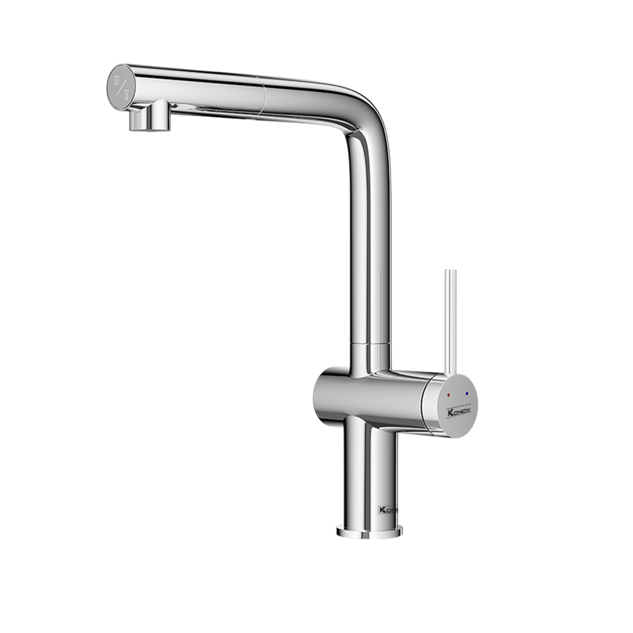 Vòi rửa bát dây rút Konox Stream Smart Chrome – Neoperl 2025