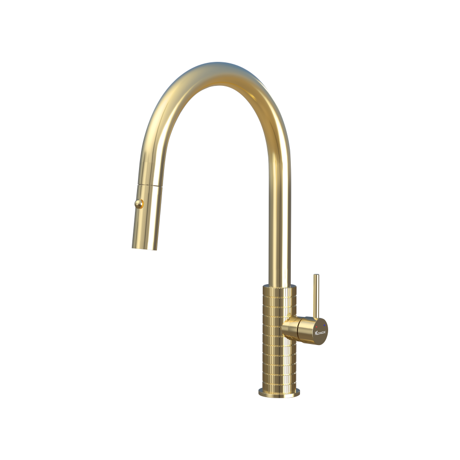 Vòi rửa bát dây rút Konox Venice Gold – sắc vàng cổ điển