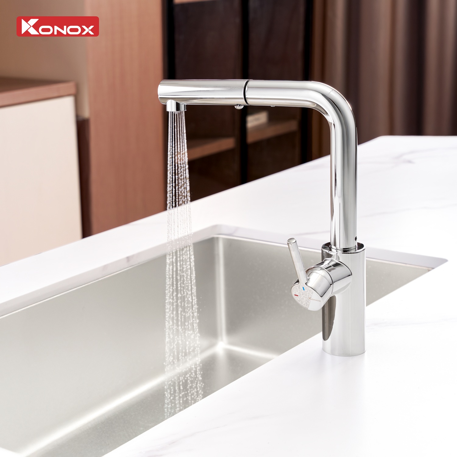 Vòi rửa bát dây rút Vira Chrome - ảnh 3