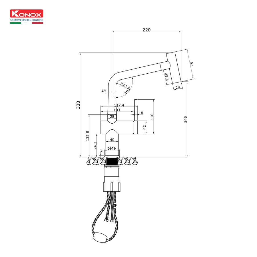 Vòi rửa bát dây rút Volta Black - ảnh 3
