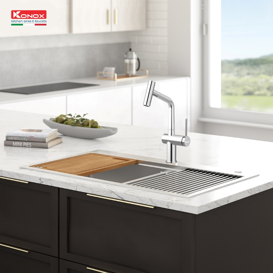 Vòi rửa bát dây rút Volta Chrome - ảnh 2