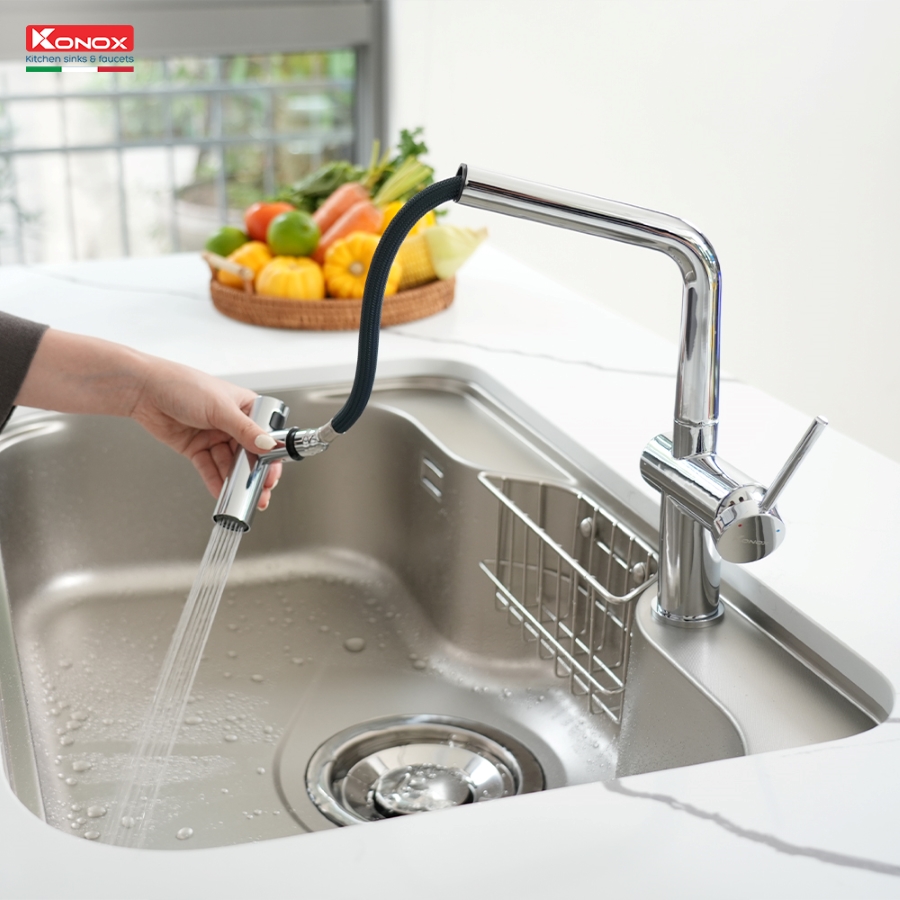 Vòi rửa bát dây rút Volta Chrome - ảnh 5