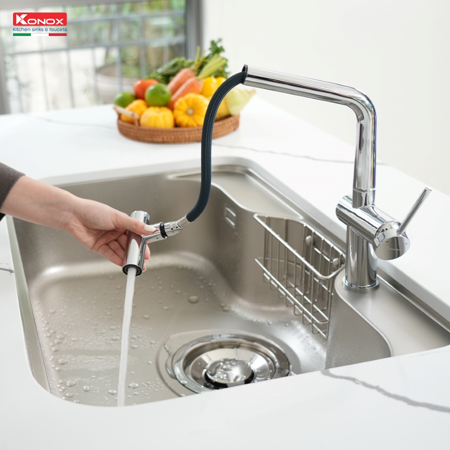 Vòi rửa bát dây rút Volta Chrome - ảnh 6