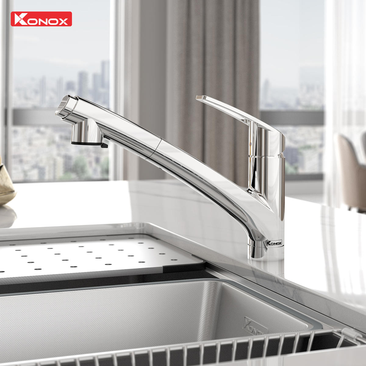 Vòi rửa bát phong cách Nhật Bản Kira Chrome - ảnh 3