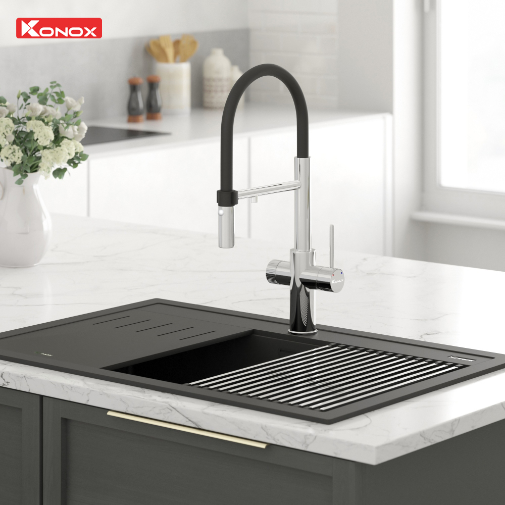 Vòi rửa bát thân mềm 3 đường nước Combi Chrome - ảnh 2