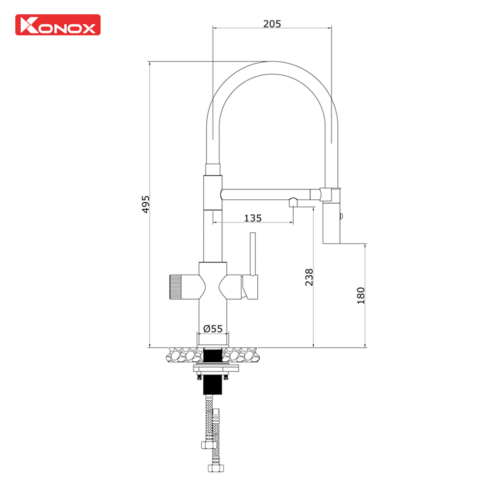 Vòi rửa bát thân mềm 3 đường nước Combi Chrome - ảnh 3
