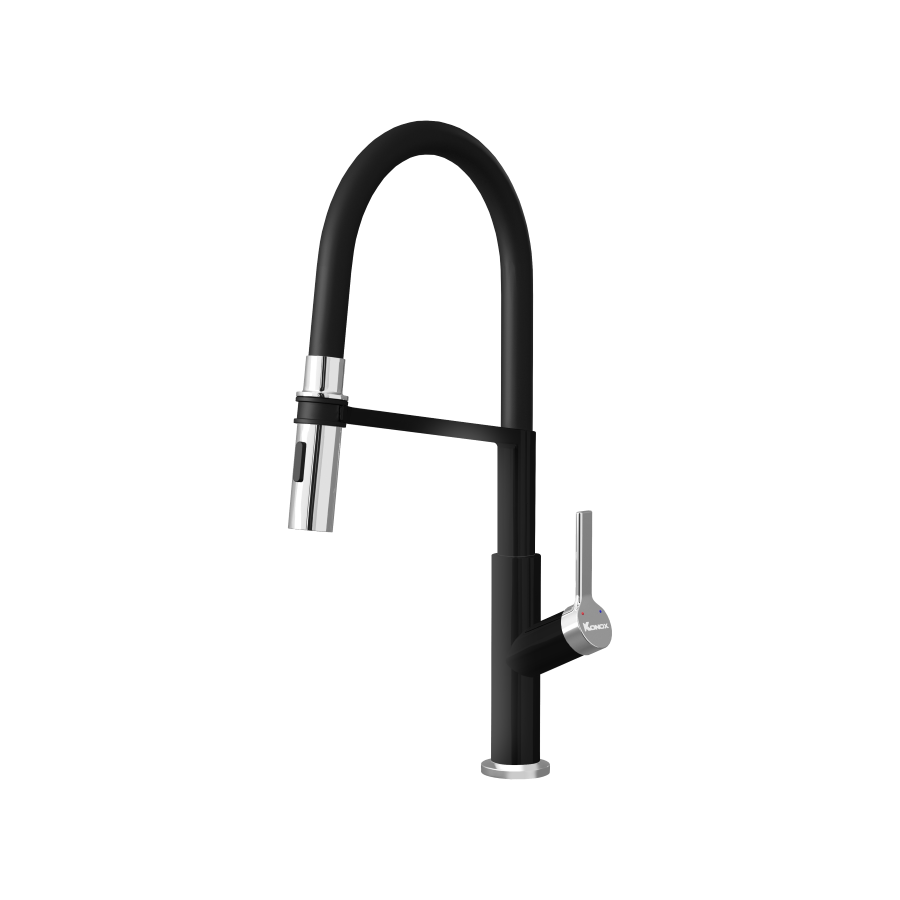 Vòi rửa bát thân mềm Konox Tema Black – sắc đen, khớp xoay