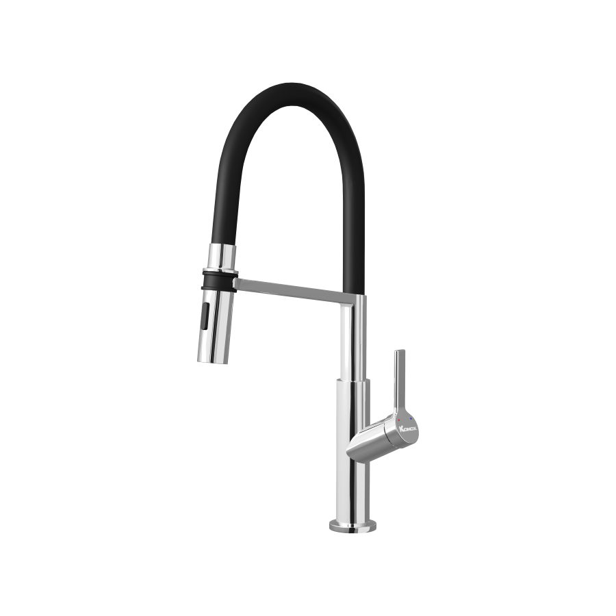Vòi rửa bát thân mềm Konox Tema Chrome – gọn 440 mm, sáng bóng