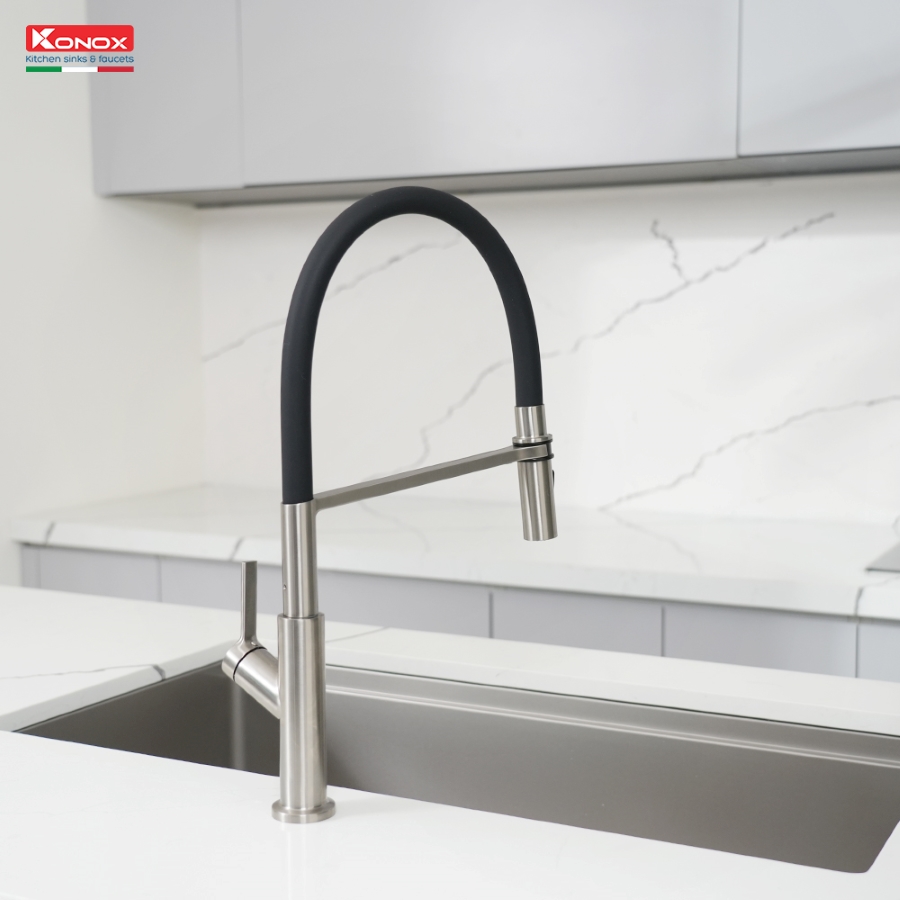 Vòi rửa bát thân mềm Tema Nickel - ảnh 4