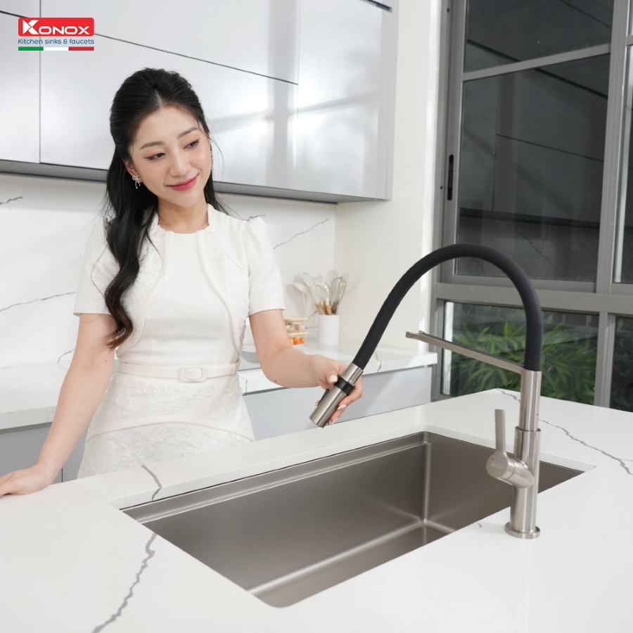 Vòi rửa bát thân mềm Tema Nickel - ảnh 8